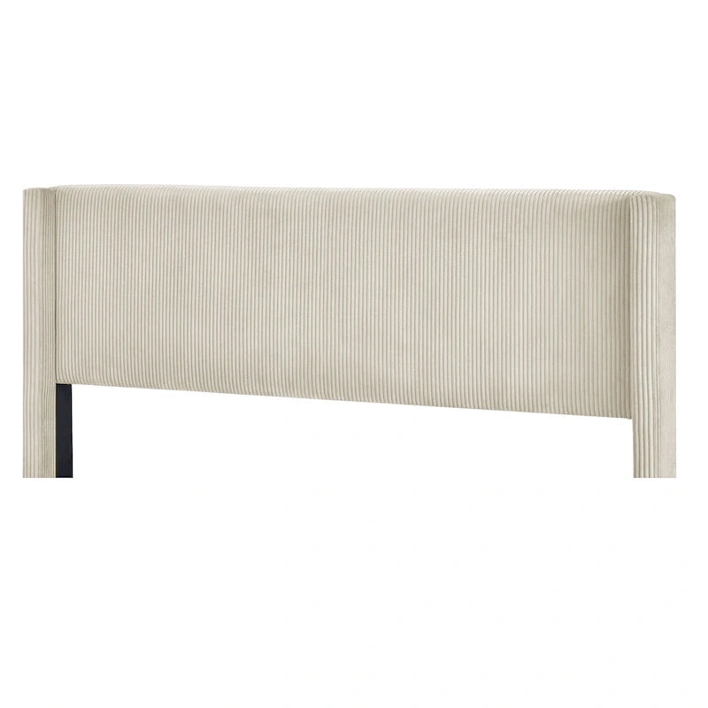 Queen Size Corduroy Platform Bed with Metal Legs