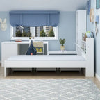 Twin Bed Frame Wood Platform Bed with Storage Drawers and Headboard