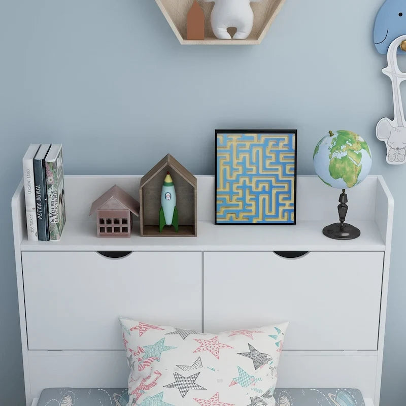 Twin Bed Frame Wood Platform Bed with Storage Drawers and Headboard