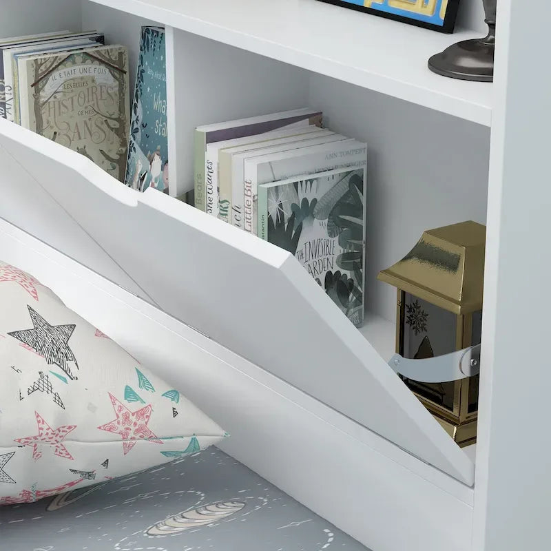 Twin Bed Frame Wood Platform Bed with Storage Drawers and Headboard