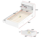 Twin Bed Frame Wood Platform Bed with Storage Drawers and Headboard