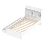 Twin Bed Frame Wood Platform Bed with Storage Drawers and Headboard