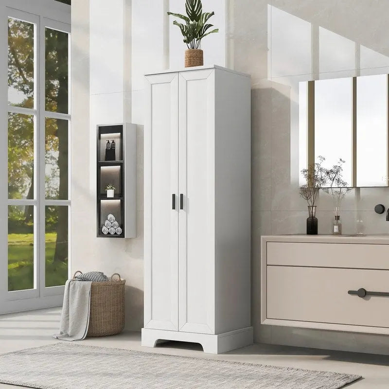 Storage Cabinet with Two Doors for Bathroom, Office, Adjustable Shelf, MDF Board