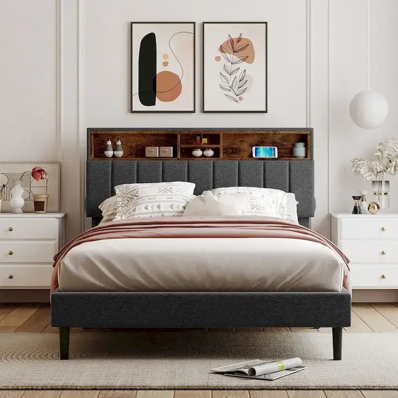 Full Size Upholstered Platform Bed