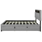 Queen size Upholstered Platform Bed with Twin XL Size Trundle