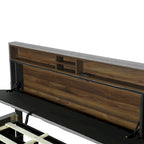 Queen size Upholstered Platform Bed with Twin XL Size Trundle