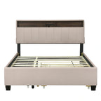 Queen size Upholstered Platform Bed with Twin XL Size Trundle