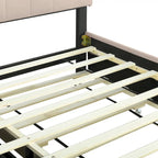 Queen size Upholstered Platform Bed with Twin XL Size Trundle