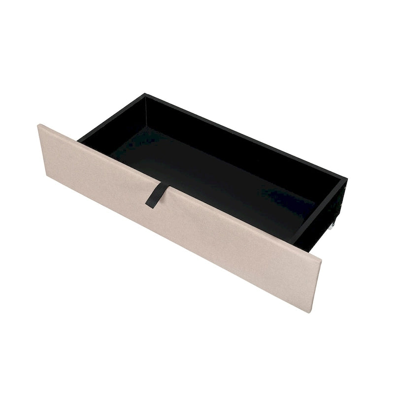 Queen size Upholstered Platform Bed with Twin XL Size Trundle